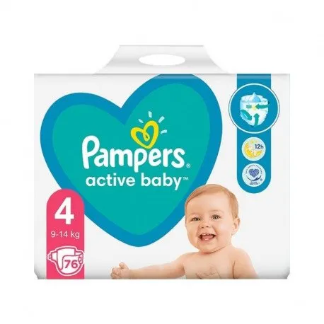 Pampers Scutece Active Baby Marimea 4 Maxi, 9-14 kg, 76 bucati