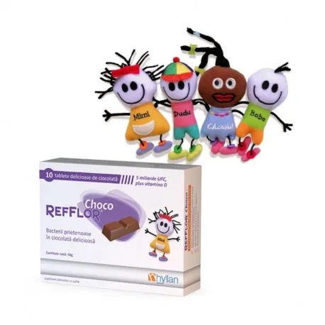 Refflor Choco, 10 tablete, cutie promotionala cu papusa inclusa