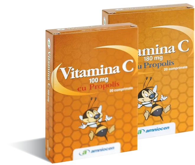 Vitamina C cu propolis 180 mg, 24 comprimate, Amniocen