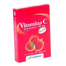Vitamina C 100 mg, 20 comprimate cu aroma de capsuni, Amniocen