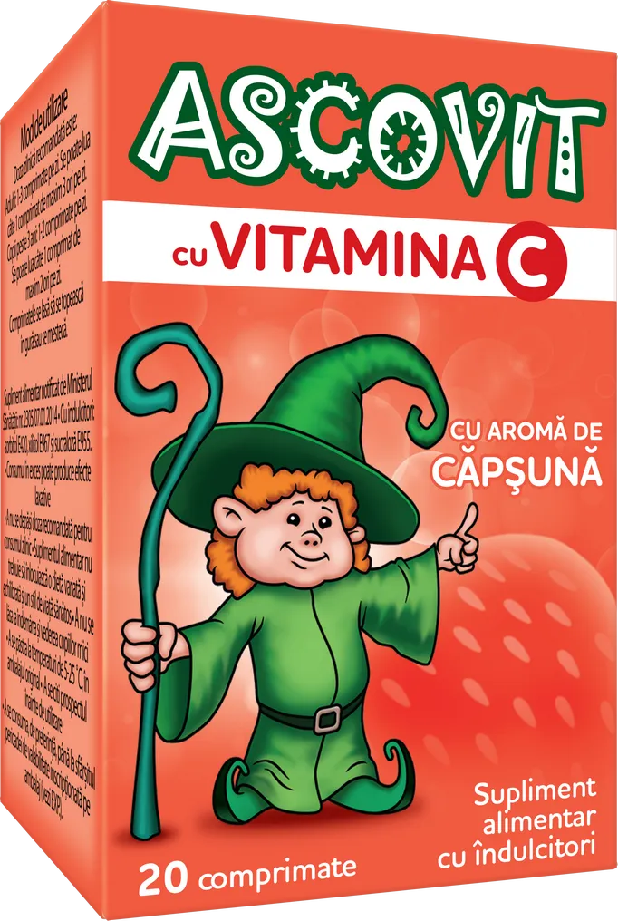 Ascovit 100 mg x 20 comprimate capsuni  (Omega Pharma)