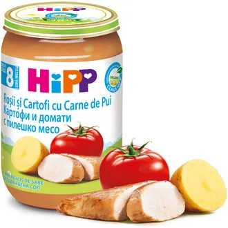 HIPP Pui cu rosii si cartofi, + 8 luni x 220 g  (Hipp)