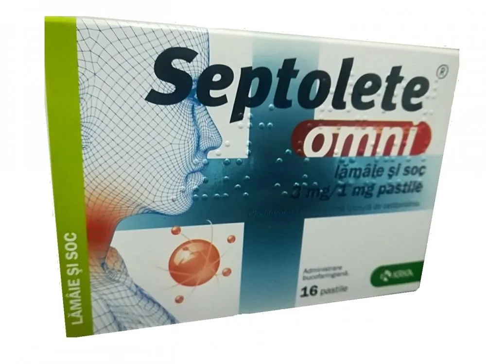 Septolete Omni Lamaie si soc 3 mg/1mg 16 pastile