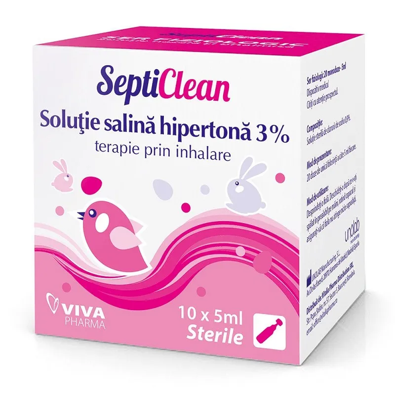 Soluție salina hipertona 3% SeptiClean, 10 x 5 ml, Vitalia