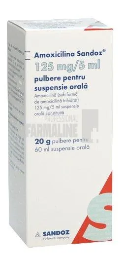AMOXICILINA SANDOZ 125 mg/5 ml PULBERE PENTRU SUSPENSIE ORALA x 1 PULB. PT. SUSP. ORALA 125mg/5ml SANDOZ S.R.L.