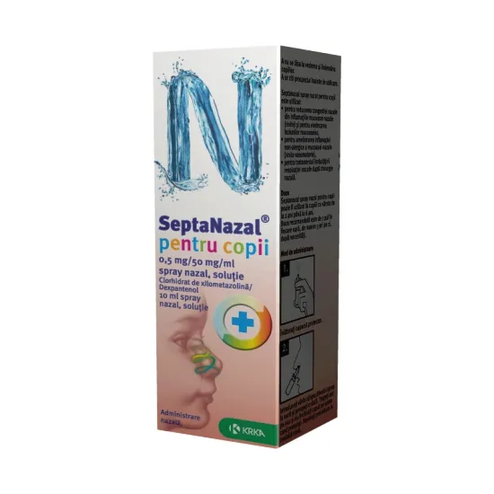 Septanazal pentru copii spray nazal 0,5 mg/50 mg/ml 10 ml